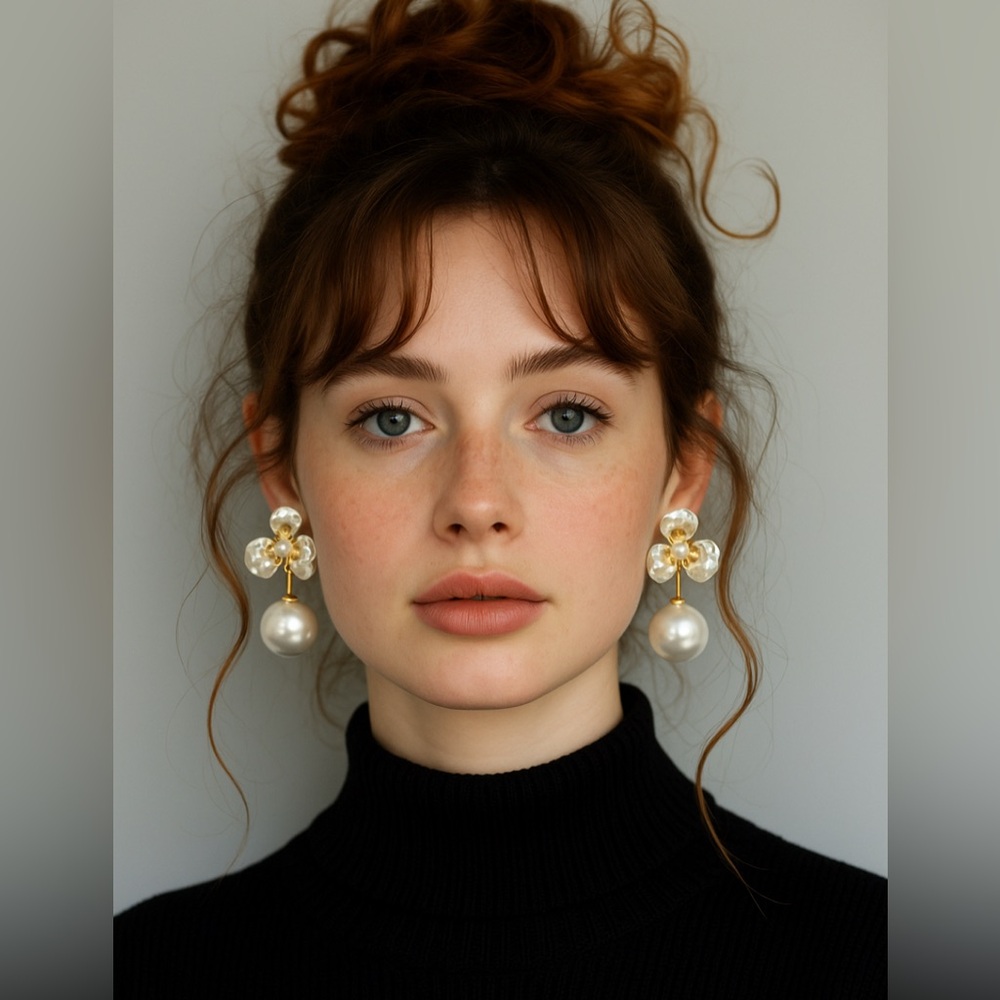 Elegant Pearl and Floral Earrings